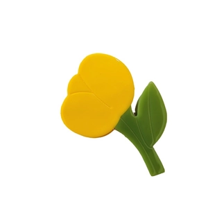 Pince à cheveux élégante tulipe jaune avec feuilles vertes en acétate pour femmes