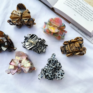 French vintage acetic acid bow and flower hair claws in multiple stylish patterns