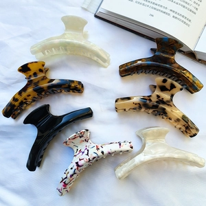 French Acetate Large Hair Claw Clip Tortoiseshell Leopard Print Shark Clip Elegant Non-slip Hair Styling Accessory For Women