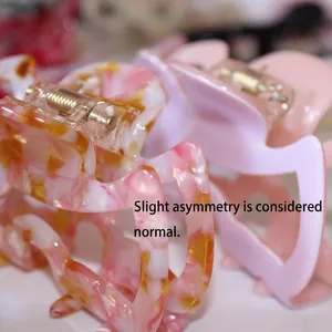 Set di mollette per capelli in acetato stile francese a forma di cane rosa e marmo