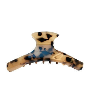French tortoise shell acetate hair claw clip with large black and beige marble design