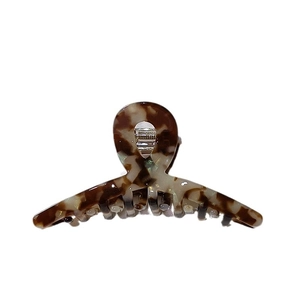 Large acetate hair claw clip with brown tortoiseshell marble pattern for women hair styling