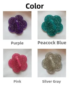 Sparkly plum blossom phone hooks in purple, blue, pink, and silver gray colors