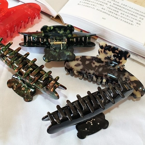 French acetate bear claw clips in multi-color marble and tortoiseshell finish