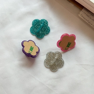 Glitter flower phone holders in blue pink purple silver with strong 3M adhesive backing