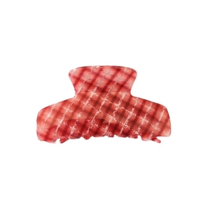 Elegant French red checkered acetate hair claw clip for a vintage hair styling look