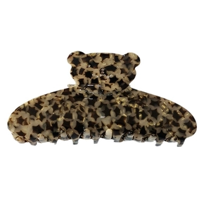 French acetate hair claw clip with star patterns and cute bear shape in tortoiseshell finish