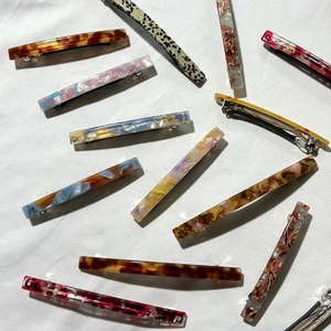 French style acetate hair clips with leopard and marble patterns for elegant ponytail styling