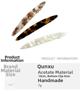 Detail view of 10cm acetate hair clip showing leopard print patterns and product dimensions