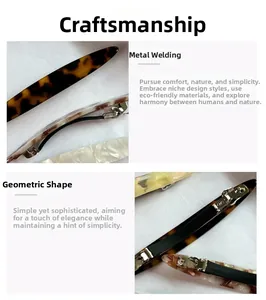 Detail showing acetate hair clip metal welding process and tortoiseshell texture