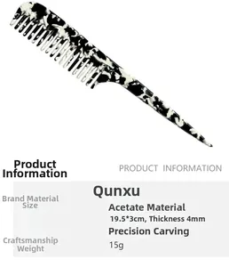 Detailed specs of marble acetate tail comb with dimensions 19.5 by 3cm and 4mm thickness