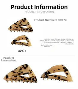 Comparaison détaillée des tailles de pinces à cheveux en acétate écaille de tortue