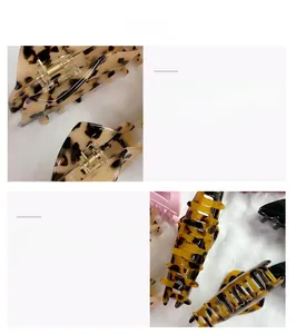Détails de la texture acétate écaille de tortue sur la grande pince à cheveux