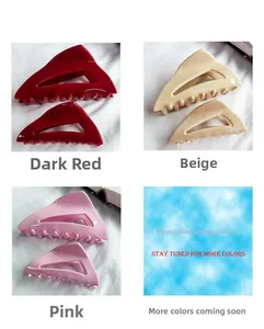 Pinces à cheveux françaises évidées en acétate, rouge, beige et rose