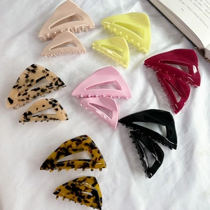 Pince à Cheveux Française en Acétate Triangle Évidé Géométrique Imprimé Léopard Pince à Cheveux Grande Petite Accessoires Femme