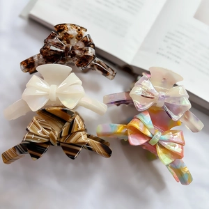 French Acetate Bow Hair Claw Large Elegant Shark Clip Handmade Fashion Bowknot Hair Clip For Women Daily Hair Accessories