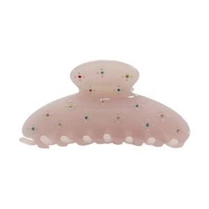 Pink acetate large hair claw clip with star-shaped crystal rhinestones for women