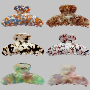 Grande Pince à Cheveux en Acétate Française Rétro Élégante Motif Marbre Antidérapante pour Femmes Bijoux Coiffure