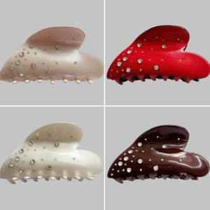 Pince à Cheveux en Forme de Cœur en Acétate de Cellulose Avec Strass Grande Pince Crabe Femme Accessoires Cheveux