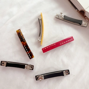Lot de 6 barrettes rectangulaires minimalistes avec strass en plusieurs couleurs