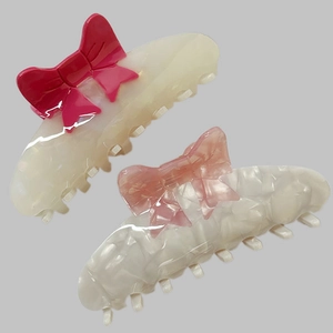 French style elegant acetic acid bow hair claw clips for sweet women hairstyles