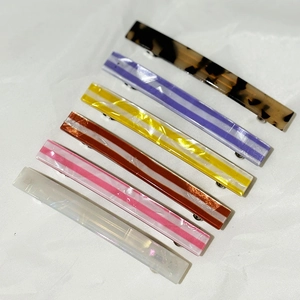Women's Minimalist Acrylic Striped Hair Clip Korean Style Rectangle Spring Barrette Tortoiseshell Pearlescent Daily Hair Accessories