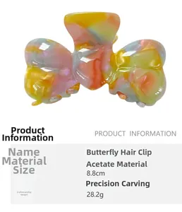 Détails de la pince à cheveux papillon en acétate de 8,8 cm avec spécifications de 28,2 g