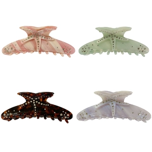 French Elegant Acetate Starfish Hair Claw Clip For Women Rhinestone Inlaid Large Shark Clip Hair Accessory