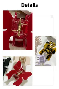 Detailed view of 3D butterfly hair clips with sturdy metal springs in various colors