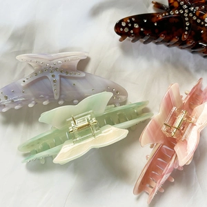 French acetate starfish hair claws with colorful rhinestones in multiple colors