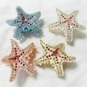 Pinza per Capelli a Forma di Stella Marina Stile Francese Acetato con Strass Elegante Fermaglio per Capelli Donna Accessori Capelli