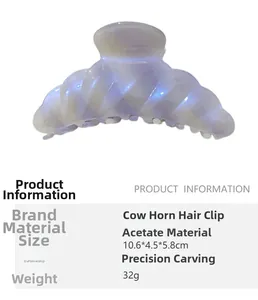 Detailed size and specs of the acetate croissant-shaped hair claw clip in lavender
