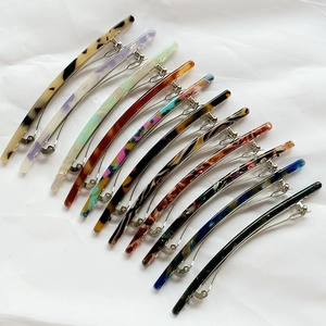 11-piece minimalist vintage acetate spring hair clip set with marbled and tortoiseshell patterns