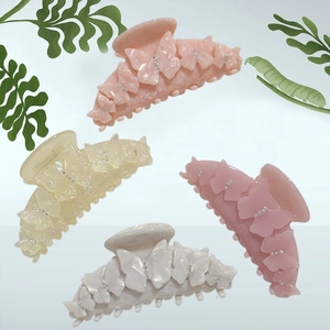 Pince à Cheveux Papillon en Acétate Élégante Grande Strass Accessoires Cheveux pour Femmes Filles Mode Pince Requin