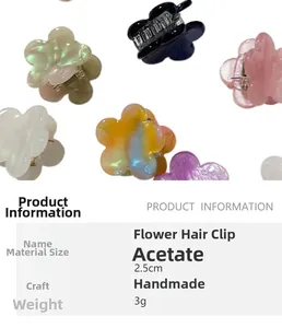 Detailed size specifications of 2.5cm colorful acetate flower hair claw clips for women