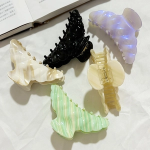 French style large acetate croissant hair clips in various marble and solid patterns
