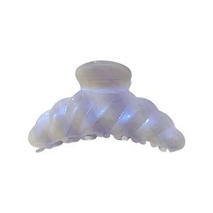 French minimalist lavender pearlescent croissant hair claw clip with wave texture design