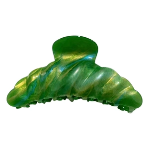 French style large marble claw clip with green and gold spiral twist hair accessory