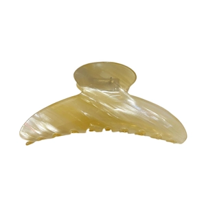 Elegant French crescent hair claw clip in cream marble acetate for thick hair