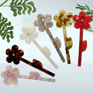 Barrette à Cheveux Élégante en Acétate de Cellulose Fleur pour Femmes Fait à la Main Strass Floral Pince à Ressort Accessoire de Coiffure Polyvalent