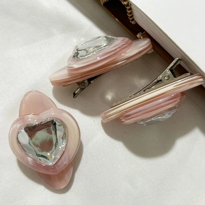 Lot de 3 barrettes à cheveux en forme de cœur rose dégradé avec strass scintillants