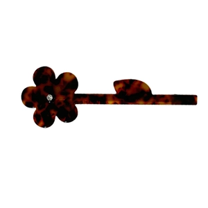 Barrette à cheveux fleur en écaille de tortue avec pétale ambré et centre en cristal