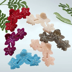 Acetate Flower Hair Claw Clip Elegant Floral Rhinestone Shark Clip Large Strong Hold Hair Accessories For Women Girls