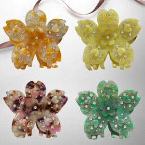 Pince à Cheveux en Forme de Fleur en Acétate Style Français Avec Strass Étincelants Accessoires de Cheveux Élégants