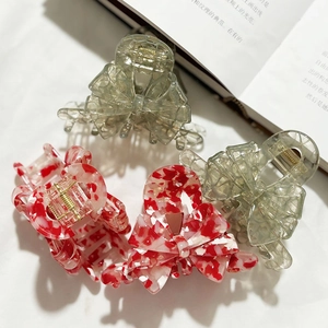 Pinza per capelli a fiocco in acetato stile francese con eleganti trame floreali