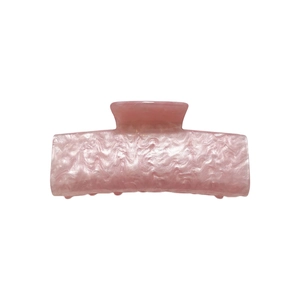 Pince à cheveux en acrylique rose marbré avec une finition nacrée au style français