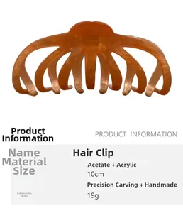 Detailed product information of 10cm acetate and acrylic amber shark hair claw clip