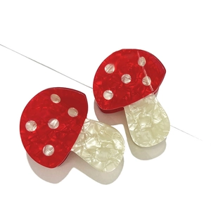 Pince à Cheveux Champignon Style Français Rouge Blanc PVC Pois Pinces à Cheveux pour Femmes Accessoires de Cheveux Quotidiens
