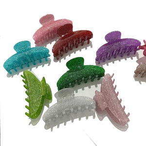 Glitter acrylic hair claw clips in multiple colors for women fashion hair styling