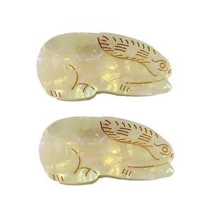 Französischer Stil Acetat Hase Haarkralle Meerjungfrau Weiß Perlmutt Tierform Haarschmuck Für Damen Mädchen